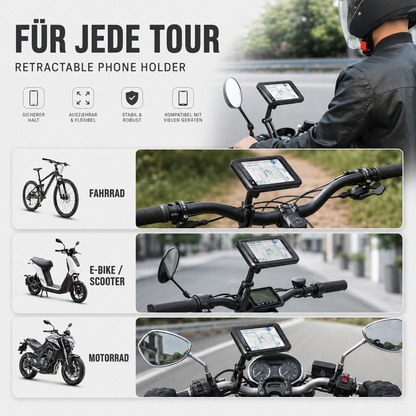 Waterproof Motorcycle Phone Mount with 360° Rotation for Bikes & Scooters – Universal Holder for Smartphones up to 6.7 Inches