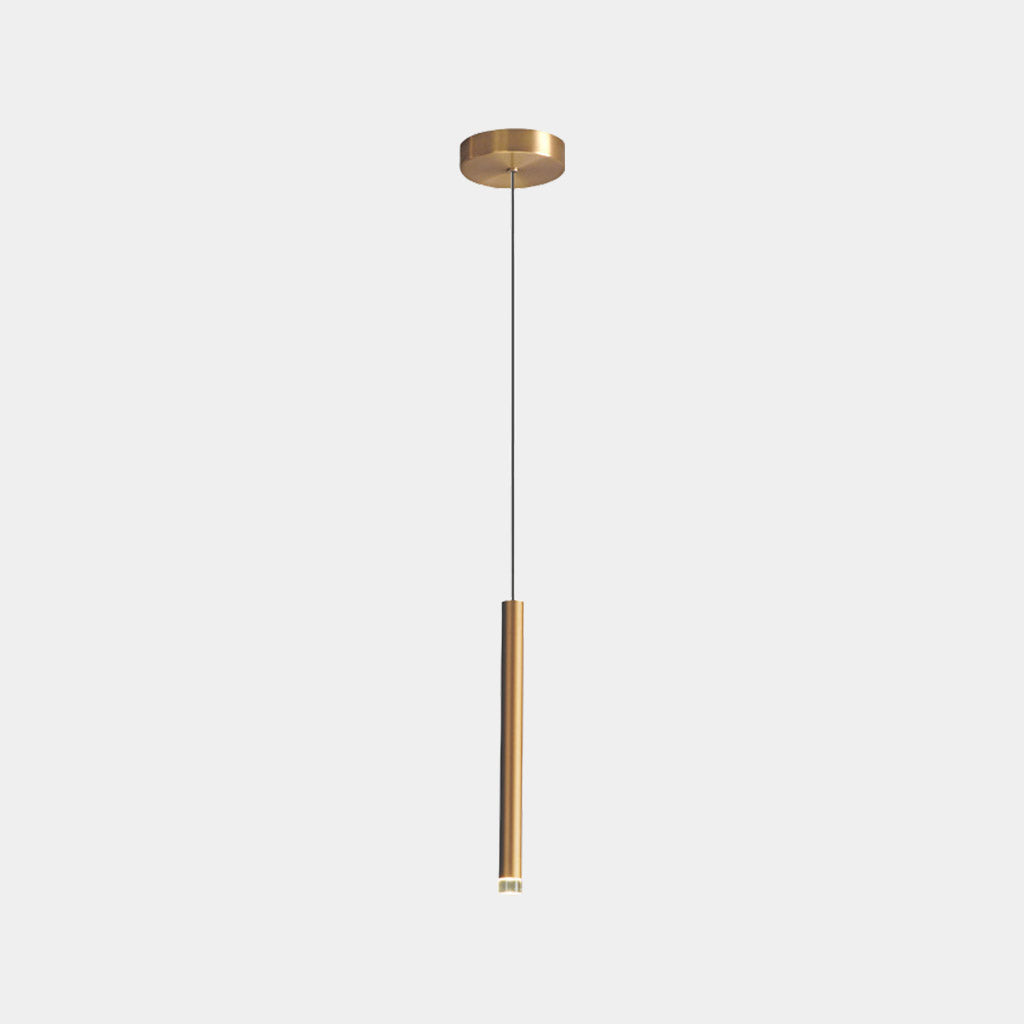 Slim Gold Tube LED Ceiling Light for Kitchen Island & Dining Room – Adjustable Drop Height, 1-5 Heads, Modern Minimalist Design