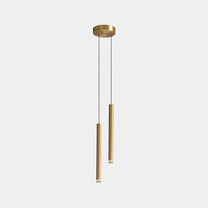 Slim Gold Tube LED Ceiling Light for Kitchen Island & Dining Room – Adjustable Drop Height, 1-5 Heads, Modern Minimalist Design