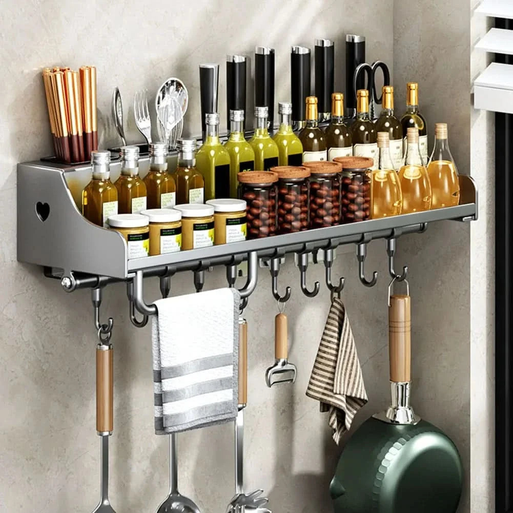 SPICELUXE – Metal Kitchen Rack with Practical Hanging Hooks