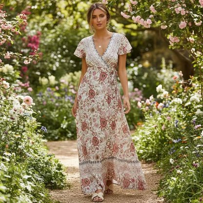 BREEZEFLOW – Floral Beach Cover-Up with Soft Flowing Fit