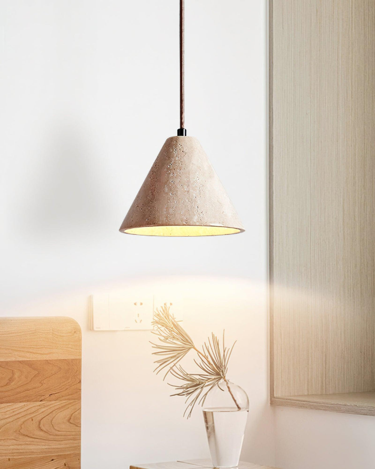 Stone Hanging Lamp E26 40W Natural Texture Overhead Light for Island Counter Breakfast Nook Focused Downlight