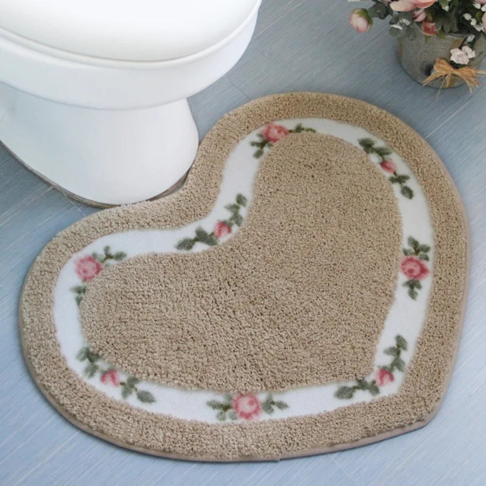 Haven Bath Mat - Heart-Shaped Soft Microfiber, Non-Slip Design