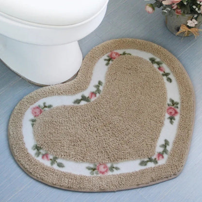 Haven Bath Mat - Heart-Shaped Soft Microfiber, Non-Slip Design
