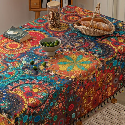 Haven Tablecloth - Microfiber, Bohemian Design with Tassels
