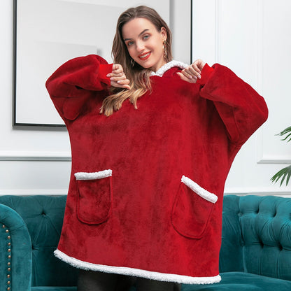 Oversized Wearable Blanket Hoodie with Pocket – Soft Fleece Throw for Couch & Bed – One Size Adults & Teens