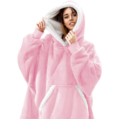 Oversized Wearable Blanket Hoodie with Pocket – Soft Fleece Throw for Couch & Bed – One Size Adults & Teens