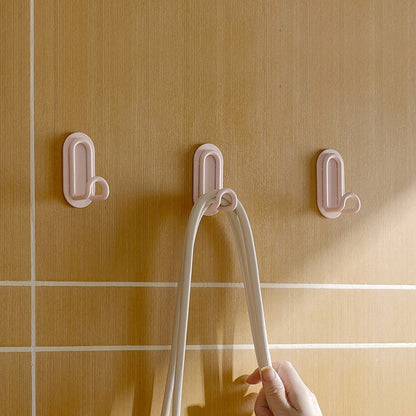 Adhesive Metal Hooks for Bathroom & Kitchen Storage — Dual-Hook Design, No Drilling, Lightweight Organizer for Keys, Towels, Accessories
