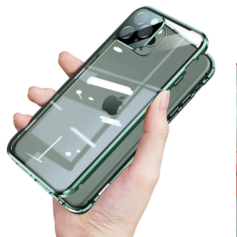 Magnetic Privacy Glass iPhone Case with 360° Drop Protection & Anti-Spy Screen