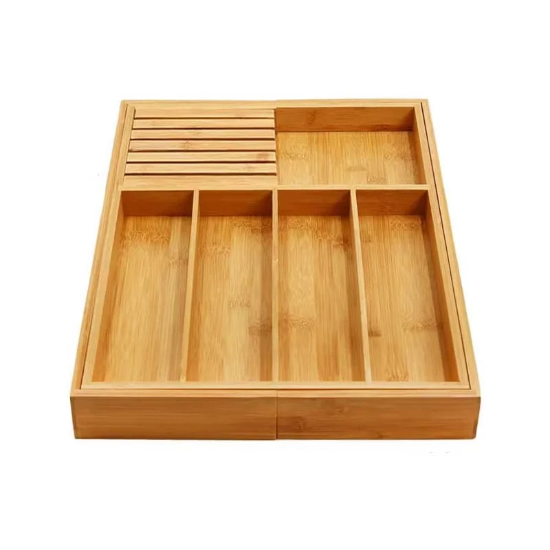 Bamboo Drawer Organizers Expandable Set, Kitchen Drawer Organizer for Utensils, Desk Drawer Organizer for Office