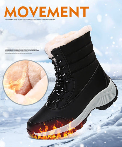 Plush-Lined Winter Boots for Women – Cozy Mid-Calf Snow Boots with PU Leather Upper & Non-Slip Sole for Cold Weather & Daily Wear
