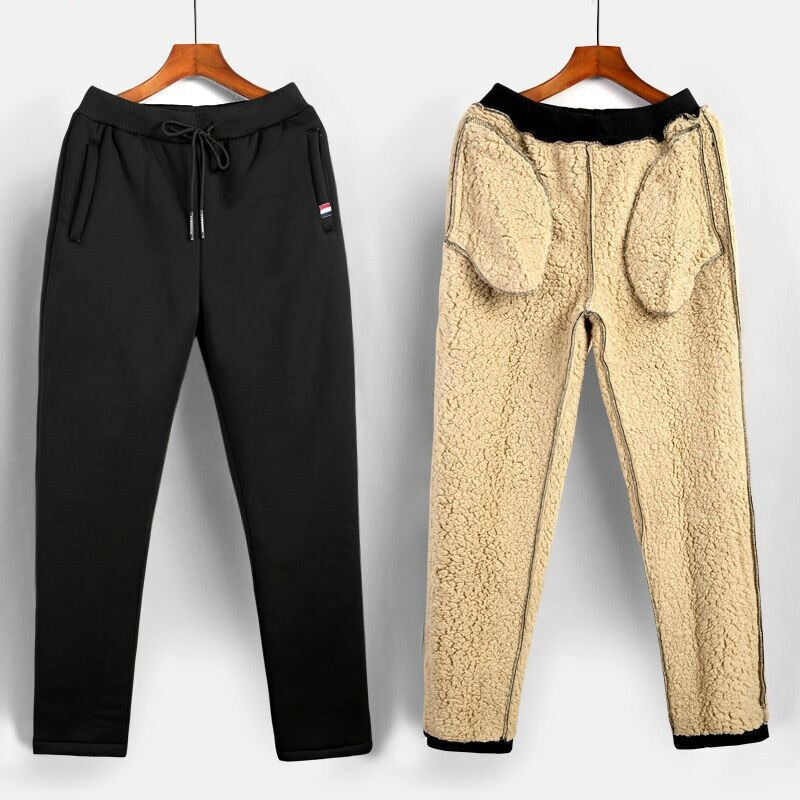 Men's Thermal Fleece-Lined Joggers Winter Sweatpants with Drawstring Elastic Waist for Cold Weather Outdoor Sports Casual Wear