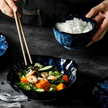 Ceramic Tableware Collection 10-Piece Set with Celestial Blue Pattern for Family Dinners Casual Dining Formal Entertaining Kitchen Essential