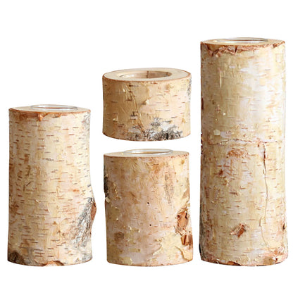 Natural Wood Tealight Stand 2-8 Inches Farmhouse Table Accent Organic Bark Texture Mantel Display Home Centerpiece Décor