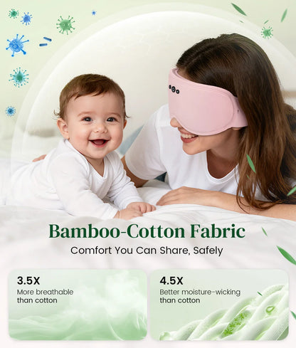 Bluetooth Sleep Masks Bamboo Fiber, Light Blocking Eye Mask with Sleep Headphones for Travel, Breathable 3D Sleep Mask