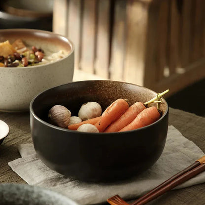 Red Glazed Ceramic Serving Bowls 7.9 Inch 4-Piece Set for Soups Salads Stews Family Meals Everyday Tableware Dining Room Kitchen