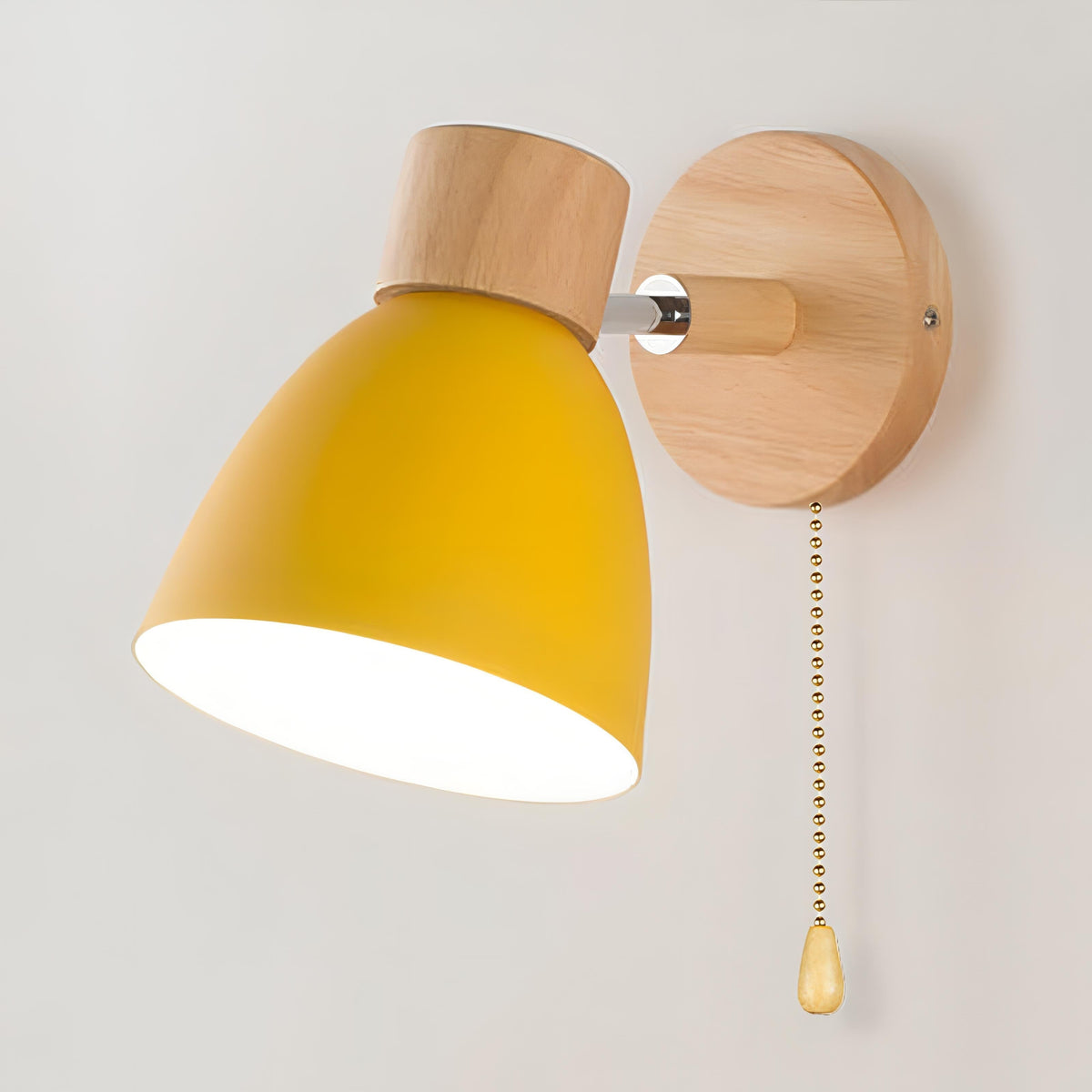 Wood and Metal Wall Sconce with Pull Chain Switch for Bedroom Living Room Hallway | Modern Farmhouse Wall Light Fixture E27 Socket