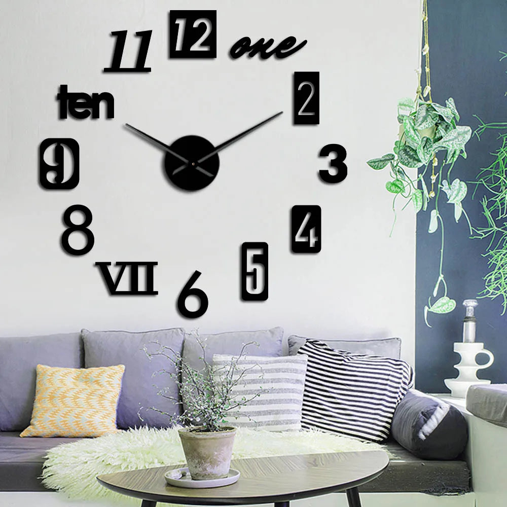 Oversized Acrylic Timepiece 35 Inches Red Whisper-Quiet Movement Decorative Statement Clock for Home Office Bedroom
