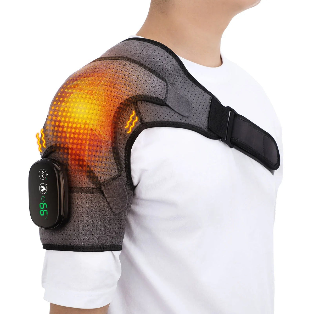 Heated Shoulder Brace with Adjustable Warmth & Vibration | Ergonomic Support for Daily Relief