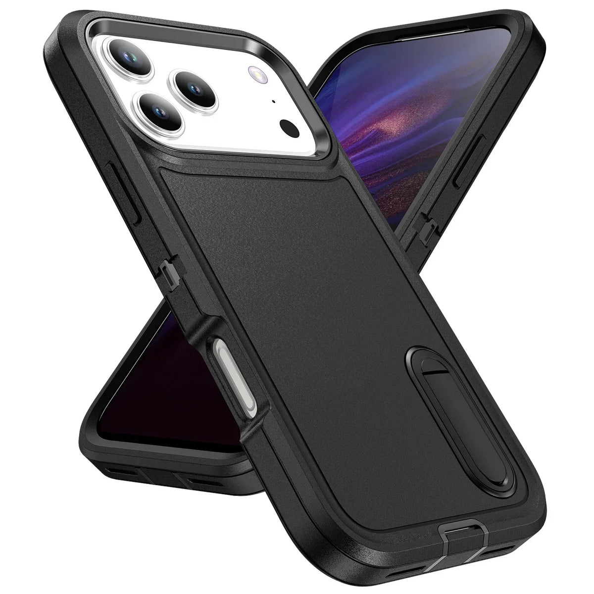Rugged iPhone Case with Kickstand & Reinforced Corners for 14-17 Series | Drop Protection Armor Cover