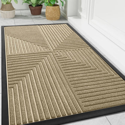 Heavy-Duty Entrance Mat with Striped Design – Waterproof Rubber-Backed Runner for Mudroom, Foyer & Hallway – Easy-Clean Indoor Door Mat