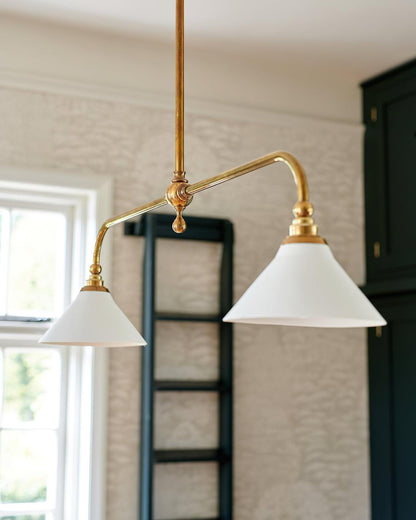 Dual-Head Island Pendant Light with Adjustable Height – Aluminum & Ceramic Shades for Kitchen, Dining Room & Living Space – Dimmable LED Fix