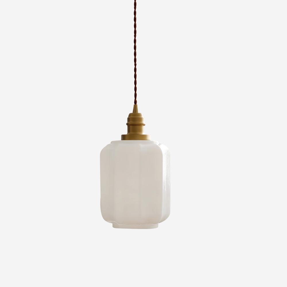 Glass Globe Hanging Light with Adjustable Cord White Brass Ceiling Fixture for Bedroom Dining Room Kitchen Island Brass Finish 6 Inch Pendan