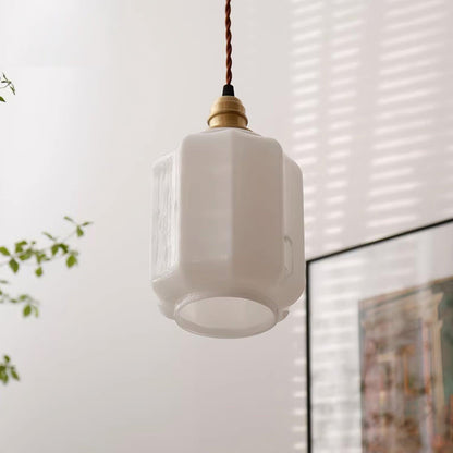 Glass Globe Hanging Light with Adjustable Cord White Brass Ceiling Fixture for Bedroom Dining Room Kitchen Island Brass Finish 6 Inch Pendan