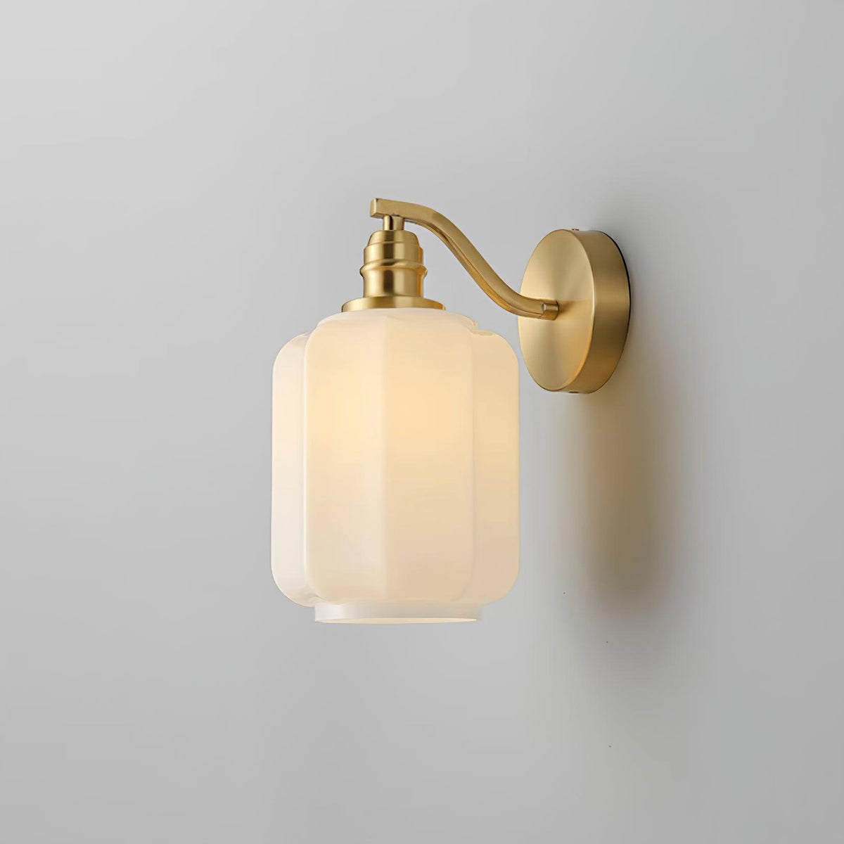 Indoor Sconce Light with Milky Shade and Antique Metal Frame for Hallway Bedroom Living Room Entryway Ambient Glow Fixture 9.8 in Tall