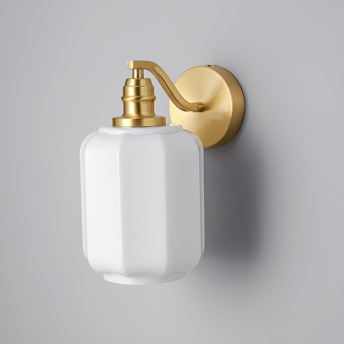 Indoor Sconce Light with Milky Shade and Antique Metal Frame for Hallway Bedroom Living Room Entryway Ambient Glow Fixture 9.8 in Tall