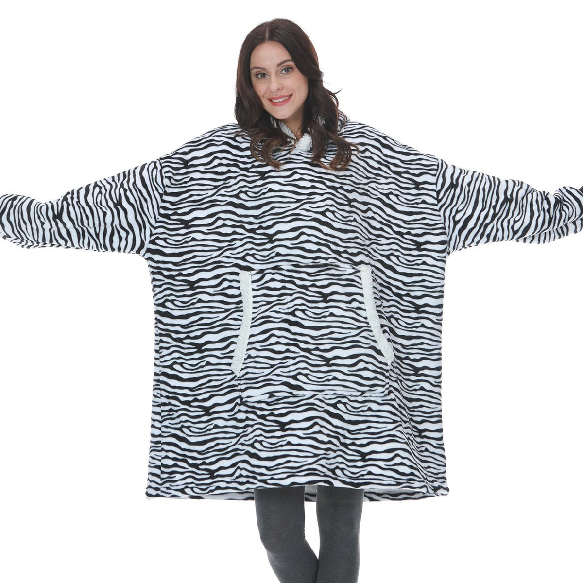 Oversized Wearable Blanket Hoodie with Pocket – Soft Fleece Throw for Couch & Bed – One Size Adults & Teens