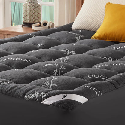 Bamboo Mattress Toppers Quilted Ultra Soft, Cooling Mattress Topper Twin Queen King, Non Toxic Bed Topper for Hotel Use