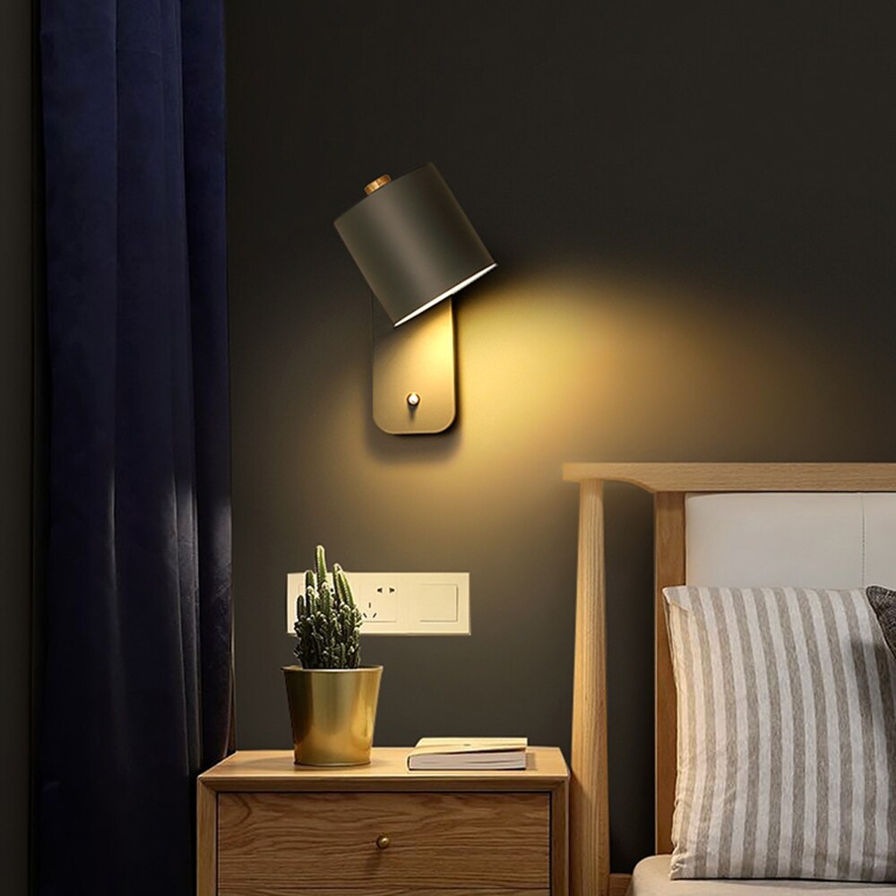 Metal Wall Sconce with On/Off Switch – LED Reading Light for Bedroom, Living Room & Hallway – Modern Minimalist Lighting Fixture