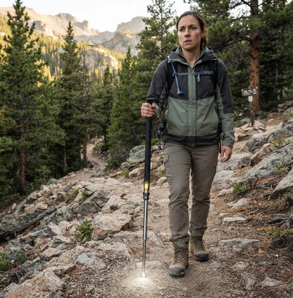 TrailBlazer | Automatic Hiking Stick with LED Light & Anti-Slip Grip | Lightweight Walking Stick for Outdoor Safety