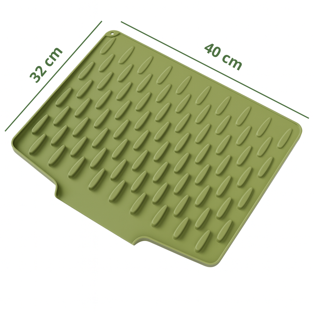 Silicone Dish Drying Mat – Heat-Resistant Kitchen Countertop Protector for Dishes & Cookware, Non-Slip Draining Pad, Dishwasher Safe