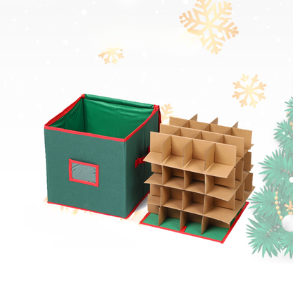 Holiday Organizer | Christmas Ornament Storage Box with Adjustable Dividers | Durable Design for Easy Access