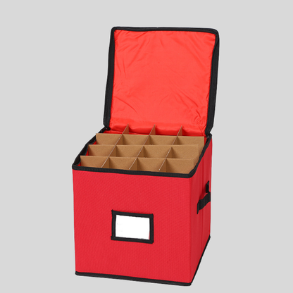 Holiday Organizer | Christmas Ornament Storage Box with Adjustable Dividers | Durable Design for Easy Access