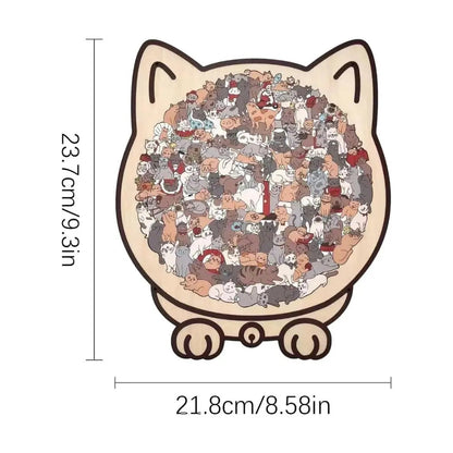 Wooden Cat Silhouette Jigsaw Puzzle 135 Pieces for Adults & Kids | Tabletop Decoration & Screen-Free Activity