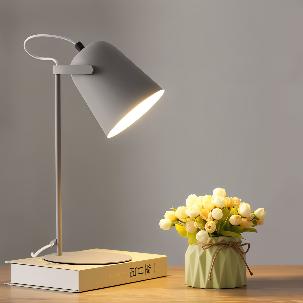 Adjustable Desk Lamp with Flexible Arm - Modern Metal Reading Light for Office, Bedroom, Nightstand & Study - Swing Arm Task Lighting for