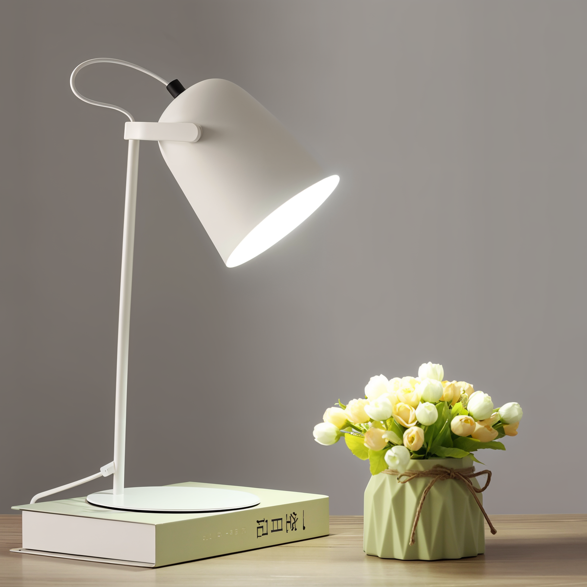 Adjustable Desk Lamp with Swivel Shade – Macaroon Color Metal Reading Light for Study & Bedside – 5.9 in x 13.8 in Compact Design