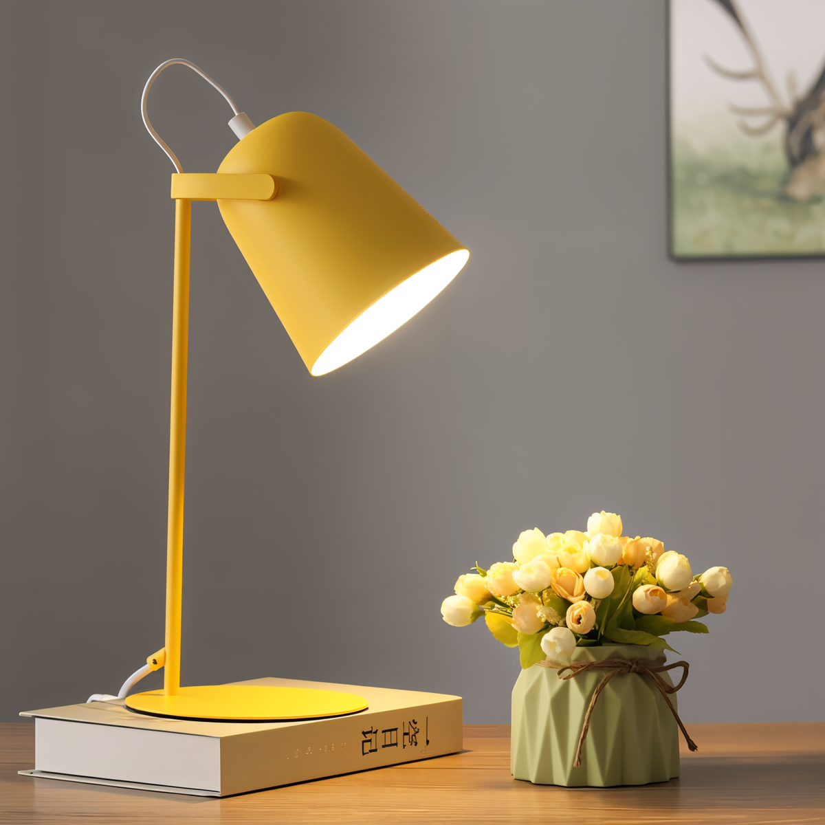 Adjustable Desk Lamp with Swivel Shade – Macaroon Color Metal Reading Light for Study & Bedside – 5.9 in x 13.8 in Compact Design