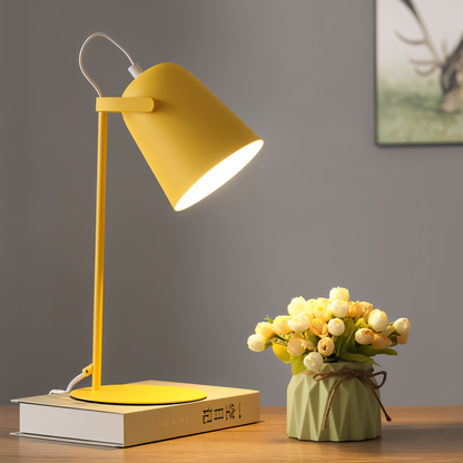 Adjustable Desk Lamp with Swivel Shade – Macaroon Color Metal Reading Light for Study & Bedside – 5.9 in x 13.8 in Compact Design