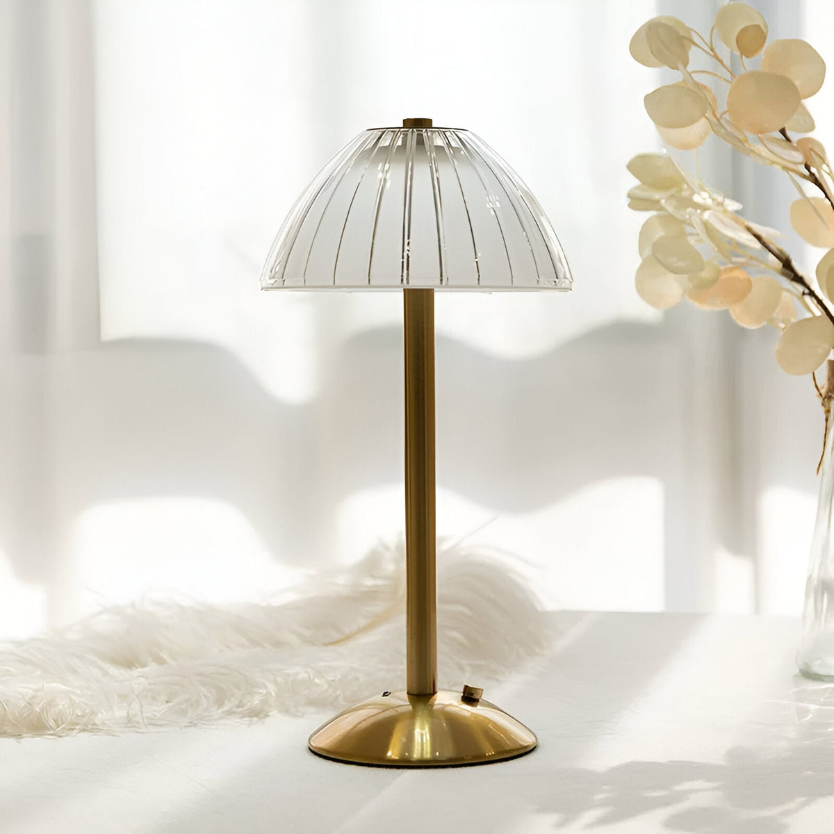 Rechargeable Touch Lamp 6 in Glass Shade Cordless Bedside Nightstand Light with Dimmer 3 Light Modes Portable Ambient Lighting for Bedroom L