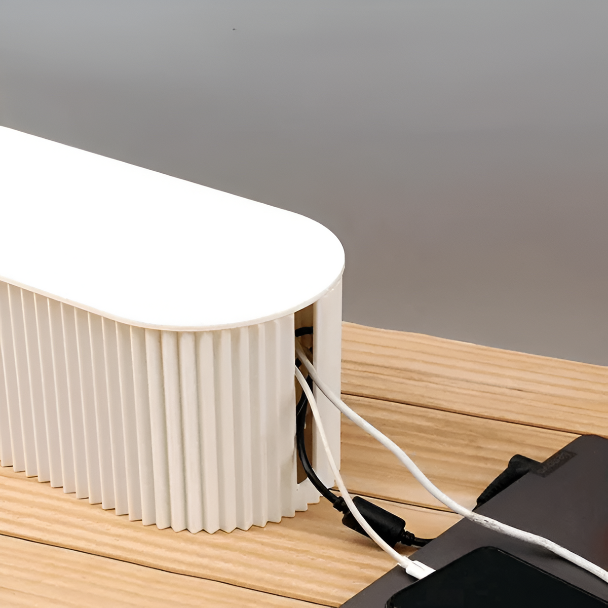 Cable Management Box for Desk Organization | Cord Storage Organizer for Home Office & Living Room | Smartphone Charging Station with Flat