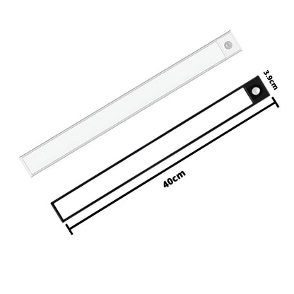 Motion Sensor Under Cabinet LED Light Bar Rechargeable Wireless for Kitchen Closet Wardrobe USB-C Aluminum White 12-16 Inch Slim Profile