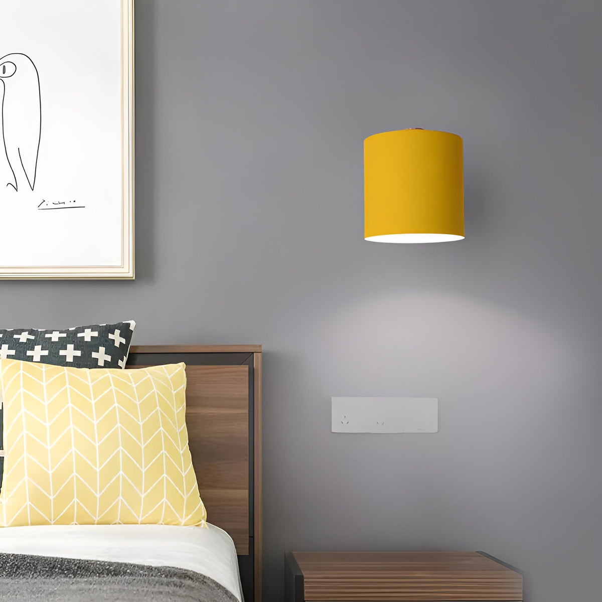 Adjustable Bedside Sconce Light Metal Wood 5 in Pink Reading Lamp Bedroom Nursery Guest Room Wall Mount Fixture for Nightstand Indoor Modern