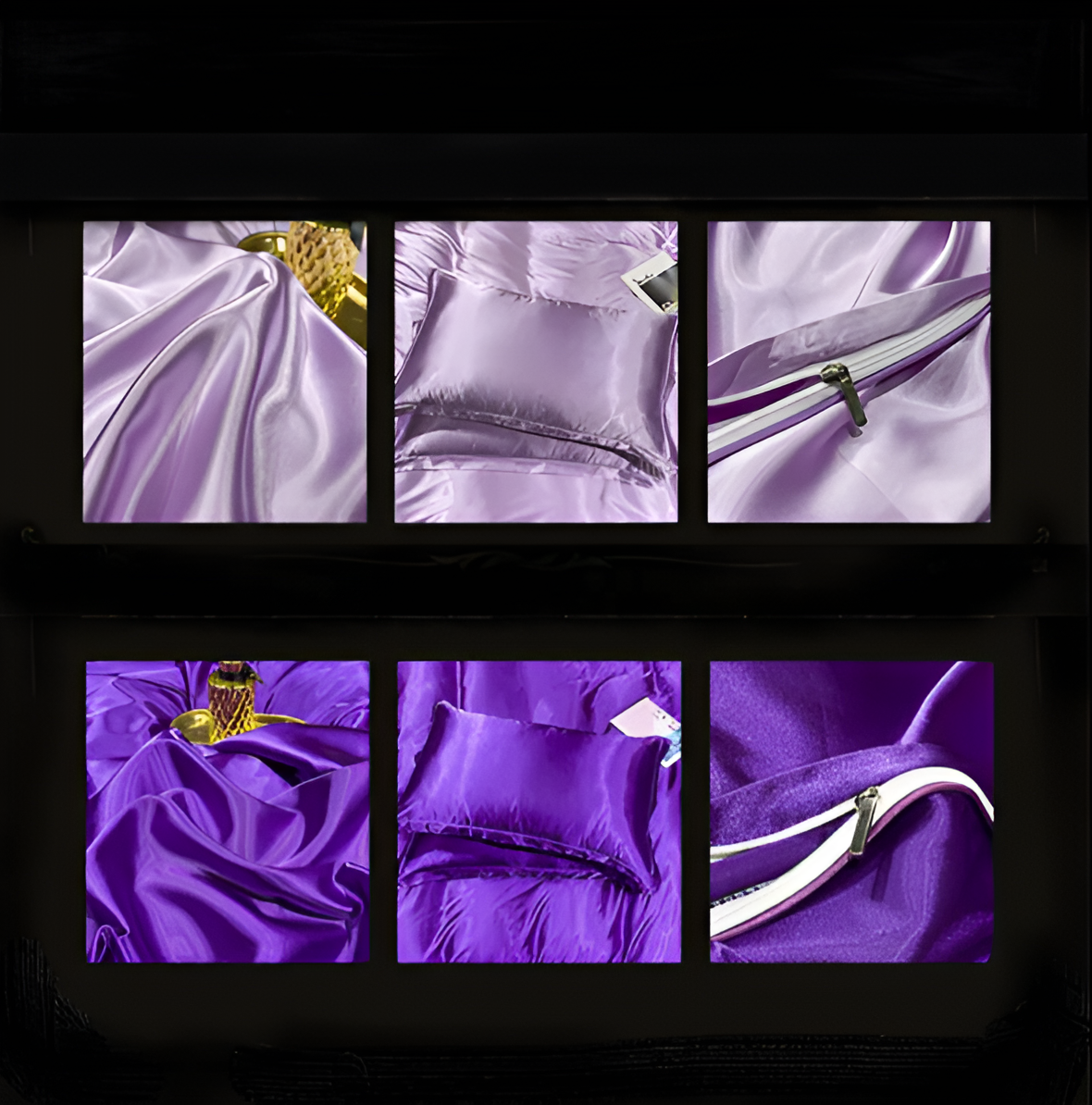 Silk Blend Sheet Set Purple 180 GSM Duvet Cover Fitted Sheet Pillowcases for Queen King Bed Luxury Breathable Bedding for Bedroom Guest Room