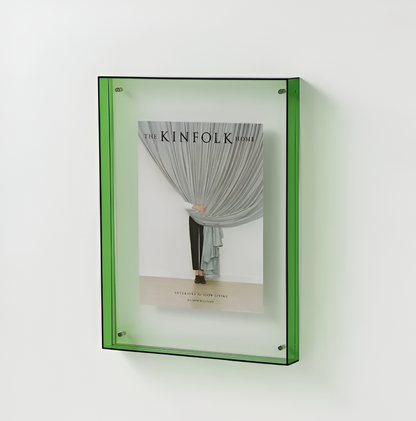 Clear Acrylic Photo Frame Stand – Frameless Floating Picture Holder for Desk & Wall Display – Modern Minimalist Design for Prints