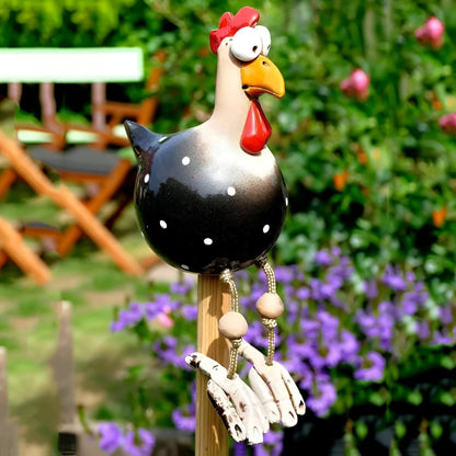 Whimsical Garden Statues | Large Resin Chicken Ornament with Vibrant Eyes | Durable Outdoor Decoration for Unique Charm