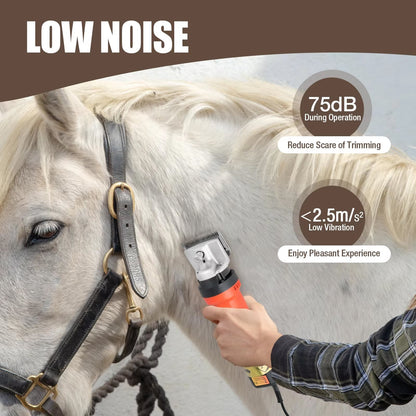 Ortekor Horse Clippers | Ultra-Quiet Equestrian Clippers with Ergonomic Design | Stress-Free Grooming for Sensitive Horses